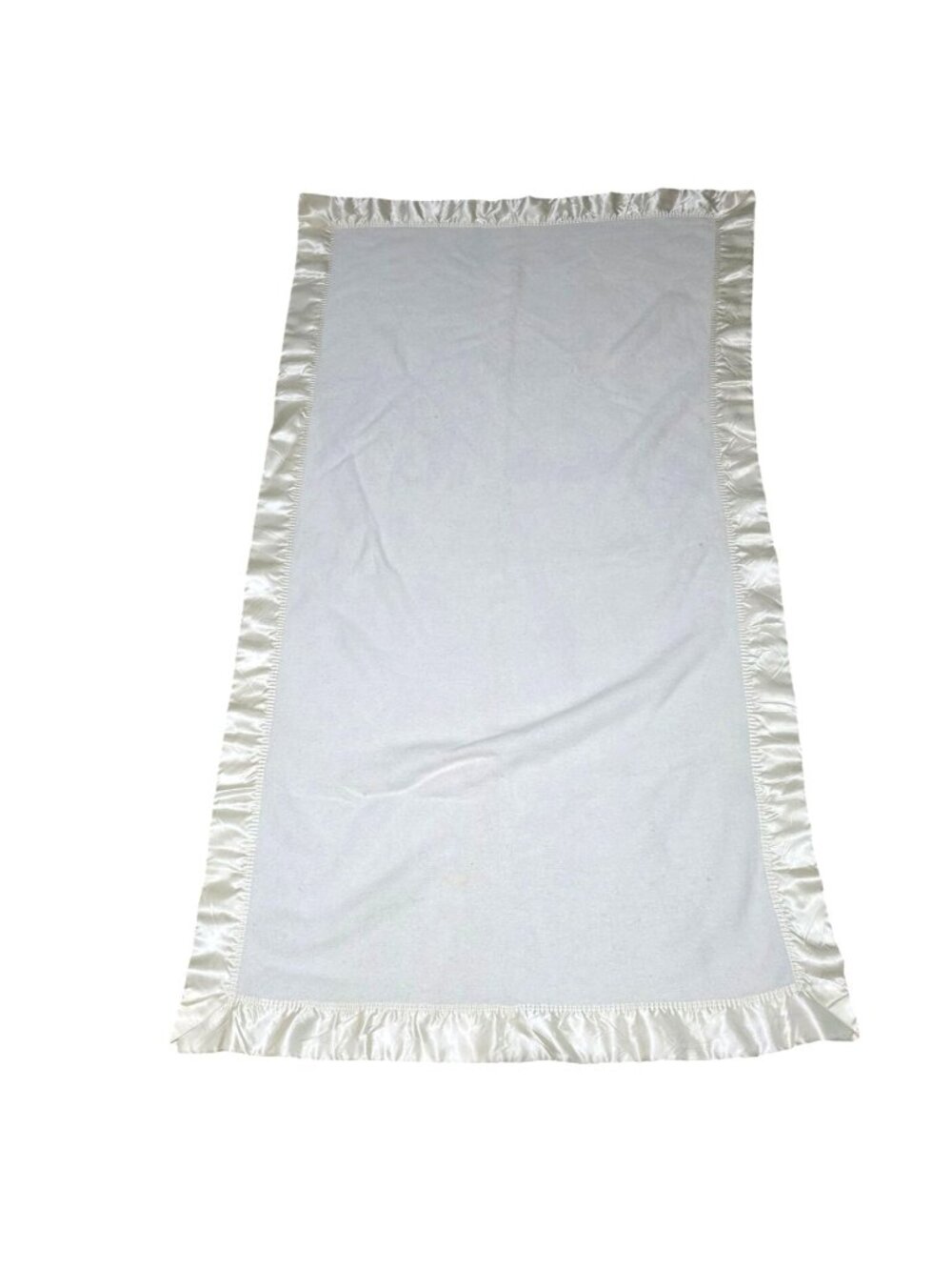 White Satin-Trimmed Fleece Blanket 59"x30" Throw Warm Fall Winter Cream